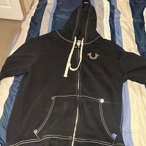 Black men true religion zip up hoodie